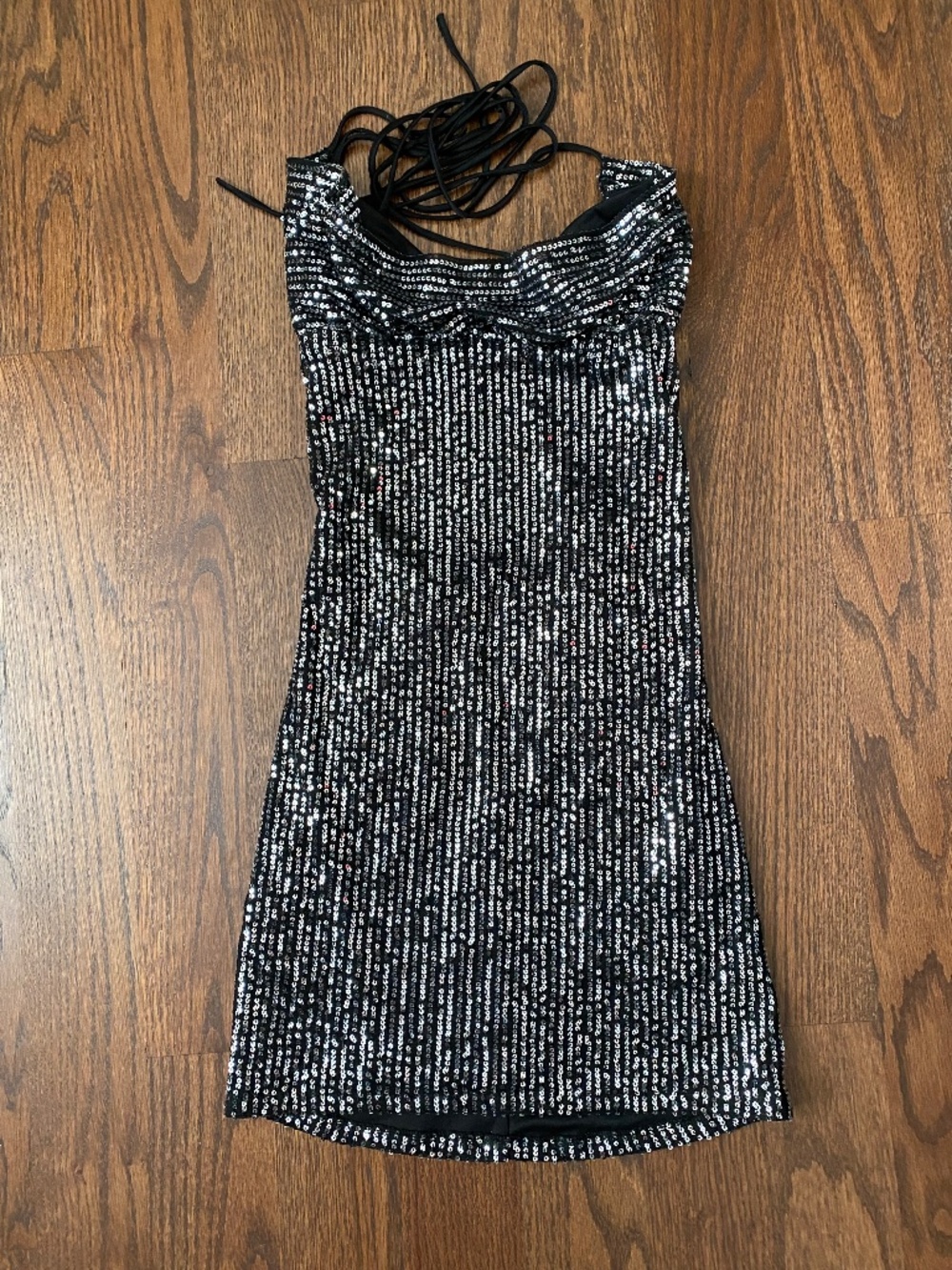 Lucy In The Sky Black Sequin Mini Dress Size M Fits S Halter Party Club